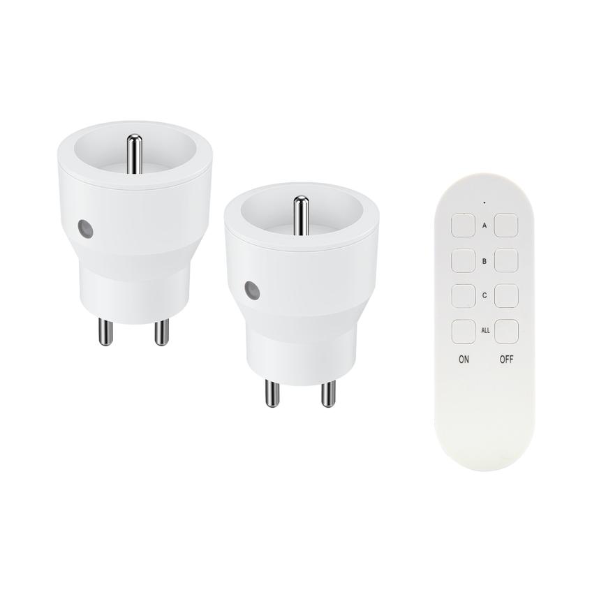Zestaw bezprzewodowych gniazd MINI, sterowanych pilotem 2+1, 2300W