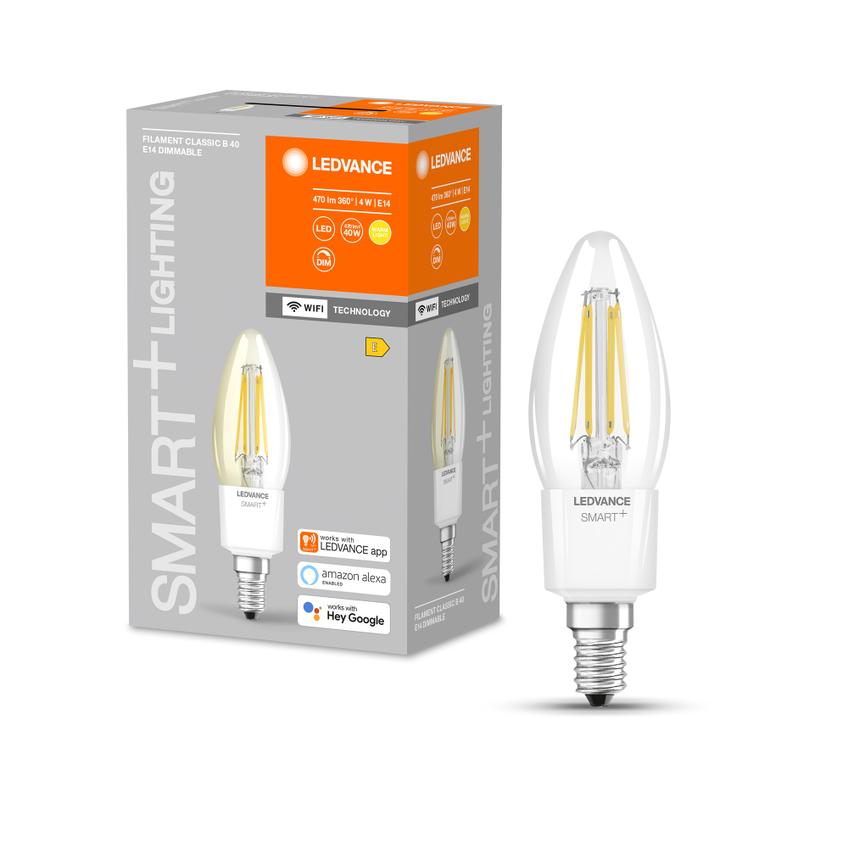 Żarówka LED E14 B35 4W = 40W 2700K Ciepła 470lm 300° Filament SMART+ WIFI Ściemnialna 4058075609754 LEDVANCE