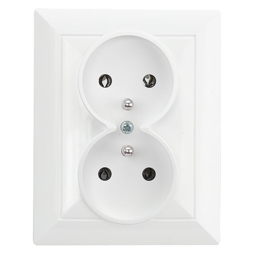 Gniazdo podwójne podtynkowe 2x2P+Z Pearl, 16A, 250V, PT-6 P, biały