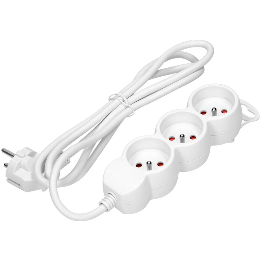 Przedłużacz 3x2P+Z,1,4m, 3x1mm2, biały