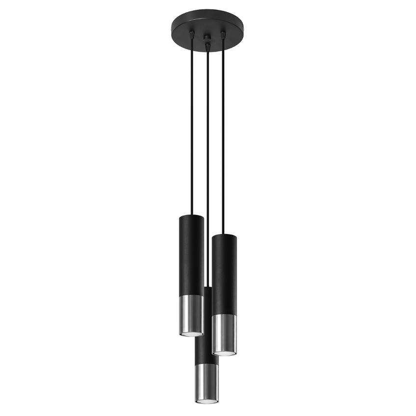 Sollux Lampa wisząca LOOPEZ 3P czarny/chrom SL.0943