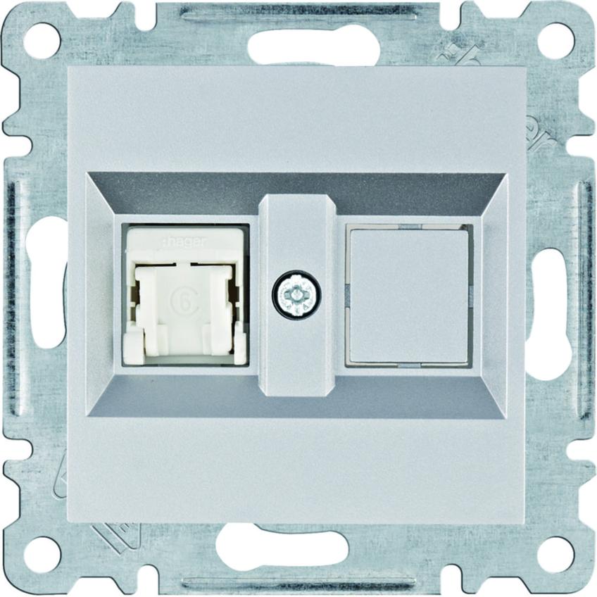 lumina Gniazdo komputerowe pojedyczne RJ45 kat.6 UTP, srebrny WL2152 HAGER