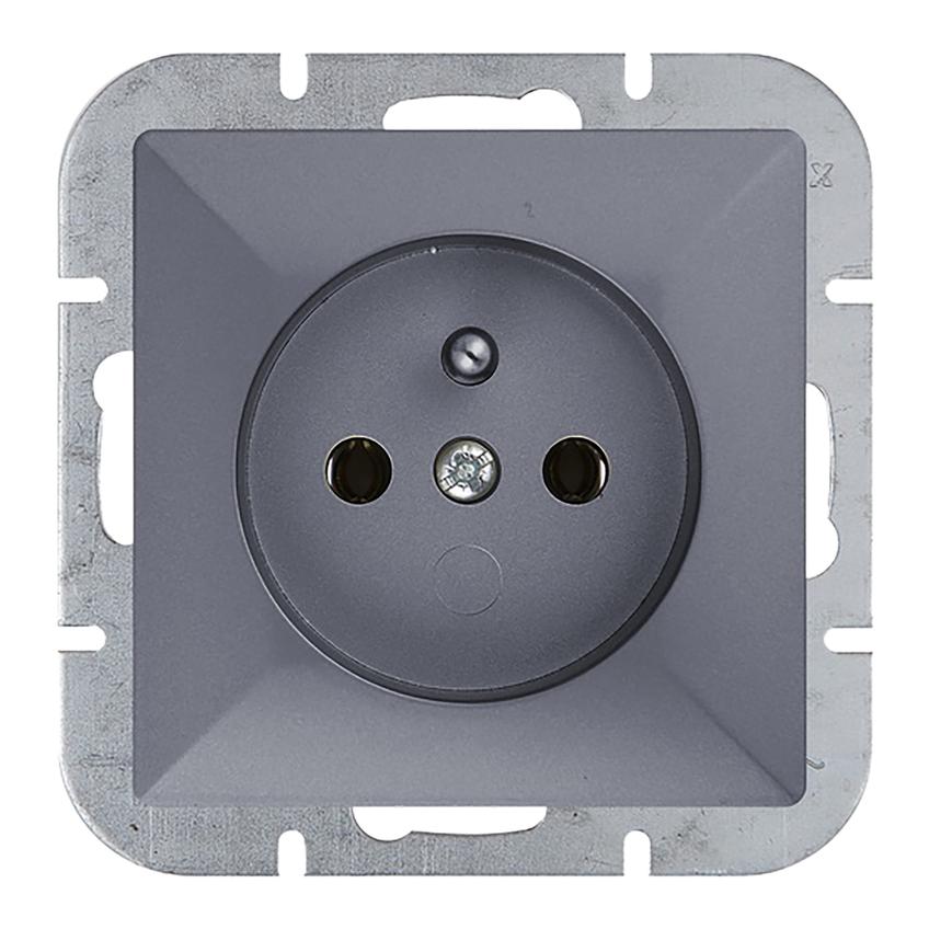 Gniazdo pojedyncze podtynkowe 2P+Z Pearl, 16A, 250V, PT-16P, antracyt