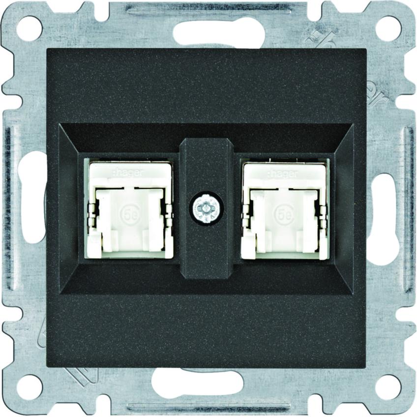 lumina Gniazdo komputerowe podwójne RJ45 kat.5e FTP, czarny WL2143 HAGER