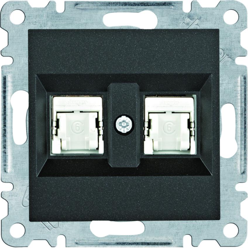 lumina Gniazdo komputerowe podwójne RJ45 kat.6 FTP, czarny WL2183 HAGER