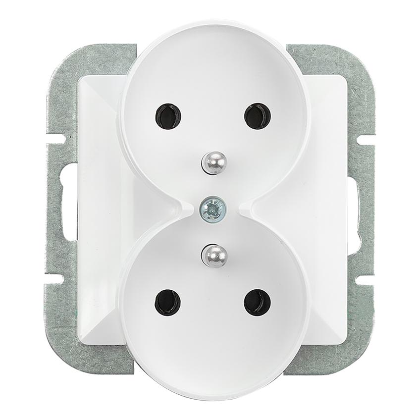Gniazdo podwójne podtynkowe 2x2P+Z Pearl, 16A, 250V, PT-6 PR, biały