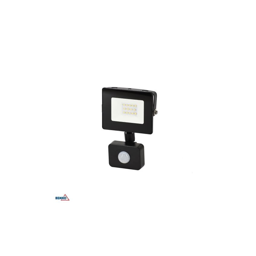 NAŚWIETLACZ LED SMD KASTEL 10W 6000K 850LM IP65 CZARNY CZ. PIR