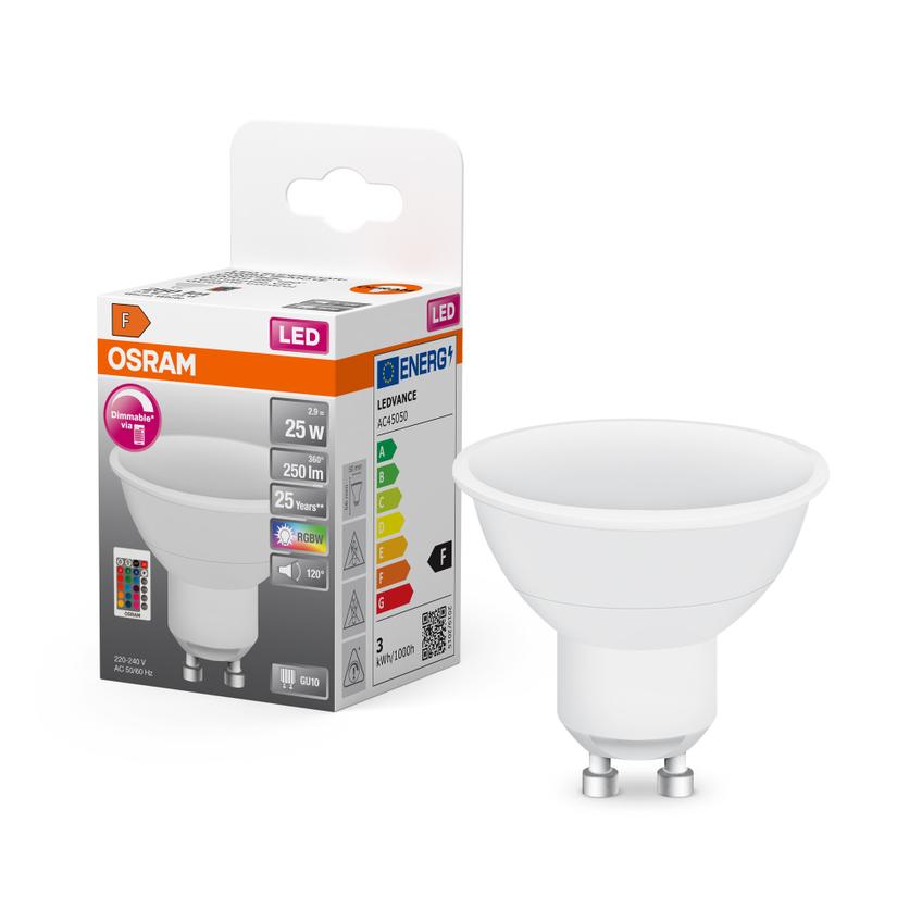 Lampa LED STAR+ PAR16 RGBW 25 dimmable via remote control 120° 4,5W 827 GU10