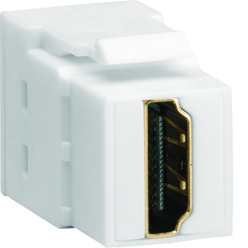 Moduł KEYSTONE gniazdo HDMI, przelotowe, wtyk prosty 180°, biały VZ20HS HAGER