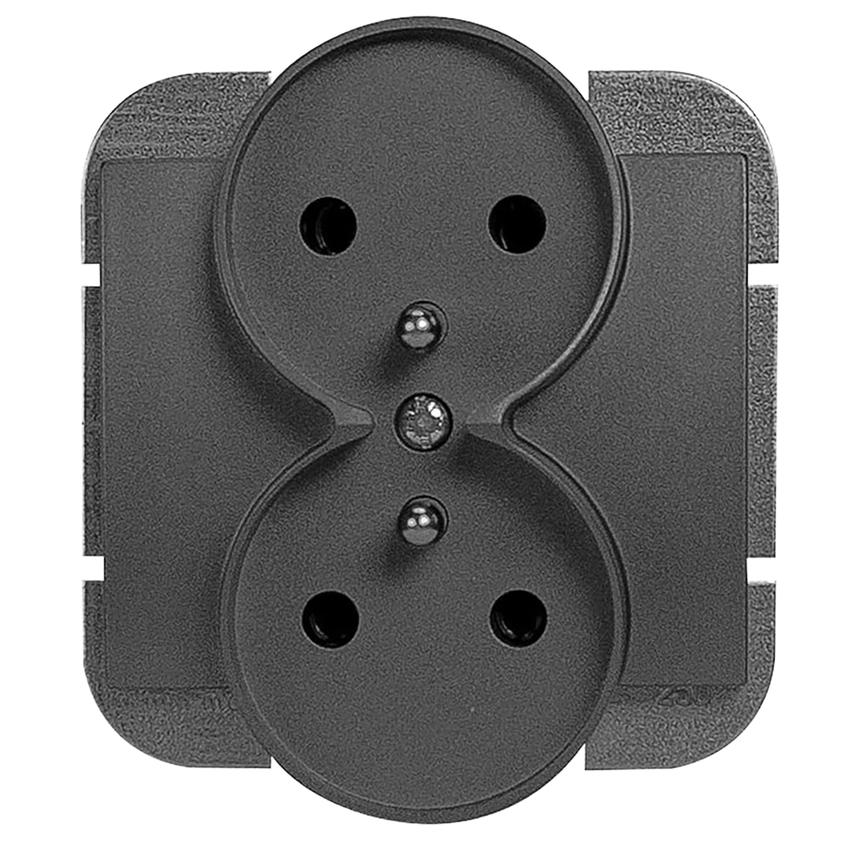 Gniazdo podwójne podtynkowe 2x2P+Z Onyx, 16A, 250V, PT-6OR, czarny