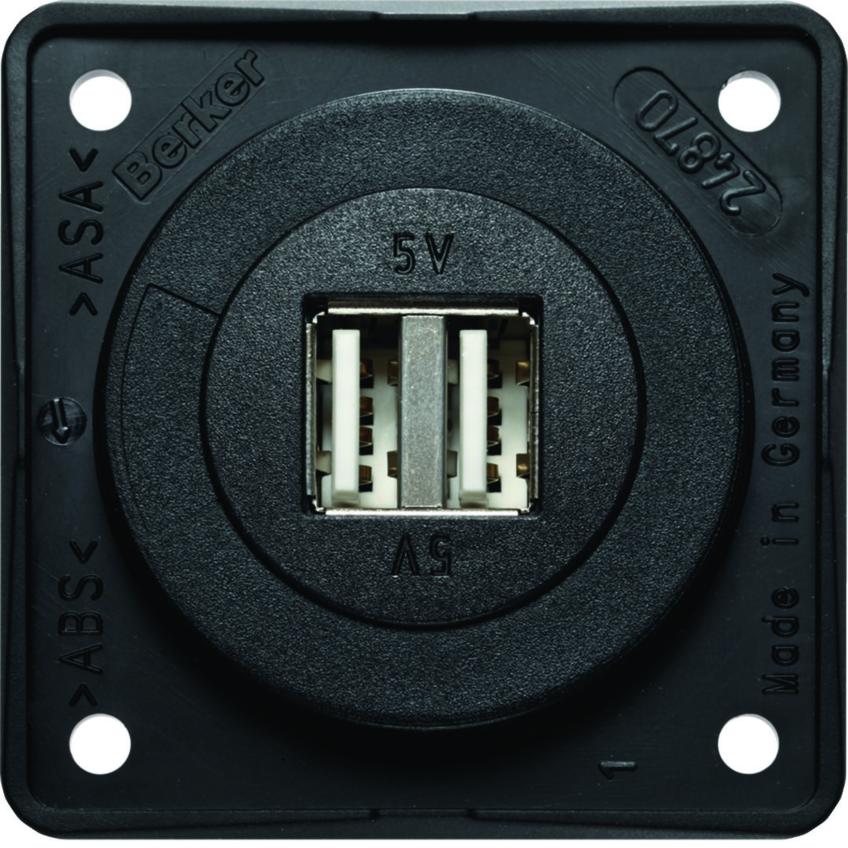 Integro Gniazdo USB ładowania podwójne, 12V, 3A; antracyt mat, mechanizm czarny