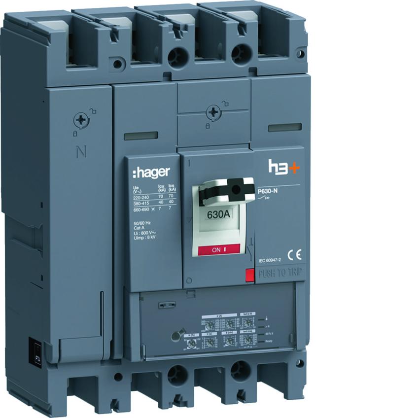 MCCB Wyłącznik mocy h3+ P630 LSI 4x630A 40kA HNW631JR HAGER