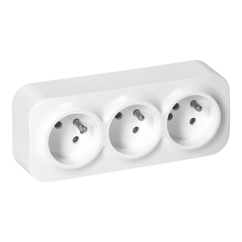 Gniazdo potrójne natynkowe ToDo 2P+Z IP20, 16A, 230V AC, 16A, 230V AC, biały, 10 sztuk
