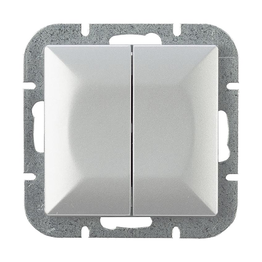 Łącznik podtynkowy świecznikowy Pearl, 10A, 250V, WP-2P, srebrny