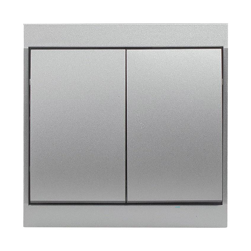 Łącznik podtynkowy świecznikowy Luna, 10A, 250V, WP-2L, srebrny