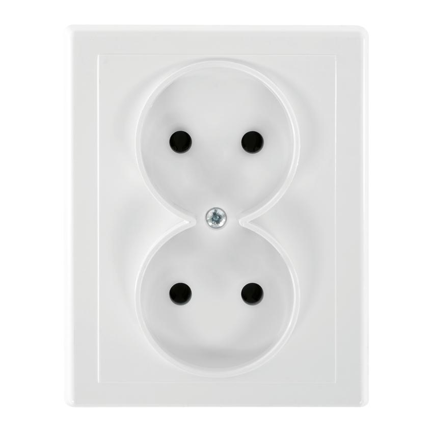 Gniazdo podwójne podtynkowe 2x2P Malta, 16A, 250V, PT-5M, biały