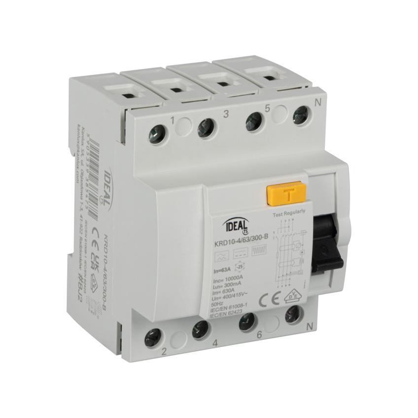 KRD10-4/63/300-B Wyłącznik różnicowoprądowy IDEAL TS 4P KRD10-4/63/300-B typ B KANLUX
