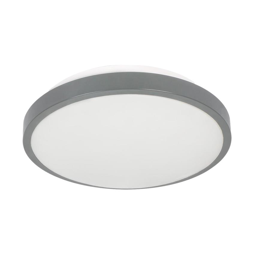 SELENE plafon, 2xE27 z mikrofalowym czujnikiem ruchu, 2x60W, klosz matowy - polistyren, IP54, szary