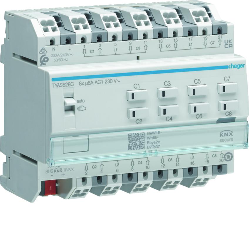 KNX e/s Sterownik żaluzji 8-krotny, 230V AC, KNX secure 6M