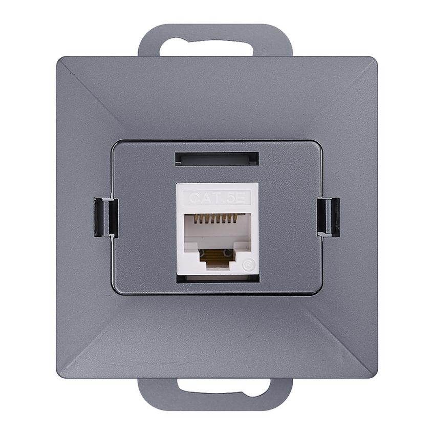 Gniazdo 1xRJ45 Cat5 Pearl, RJ45-5CAT/P1, antracyt