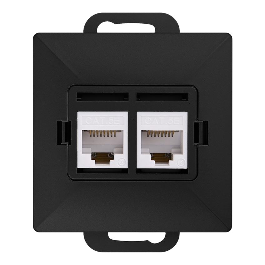 Gniazdo 2xRJ45 Cat5 Pearl, RJ45-5CAT/P2, czarny