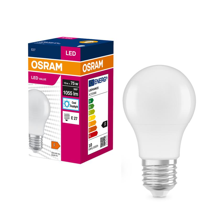 Żarówka LED A75 E27 10W = 75W 1055lm 6500K Zimna 200° VALUE CLASSIC Osram