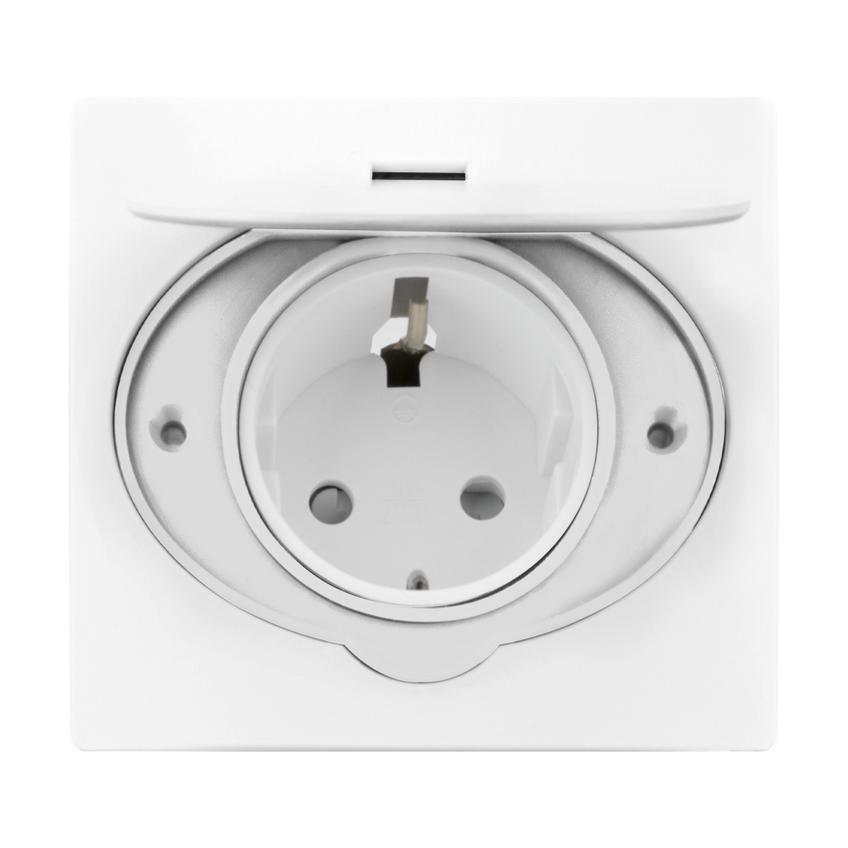Hermetyczne gniazdo elektryczne, IP44, 1x2P+Z(Schuko), białe