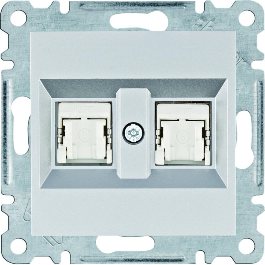 lumina Gniazdo komputerowe podwójne RJ45 kat.6 FTP, srebrny WL2182 HAGER