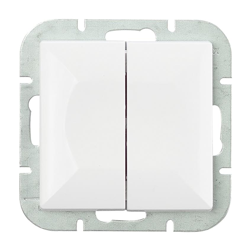 Łącznik podtynkowy schodowy podwójny Pearl, 10A, 250V, WP-2/5P, biały