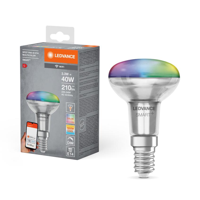 Żarówka LED E14 R50 3,3W = 40W 210lm RGB CCT 45° SMART+ WIFI Ściemnialna 4058075609556 LEDVANCE