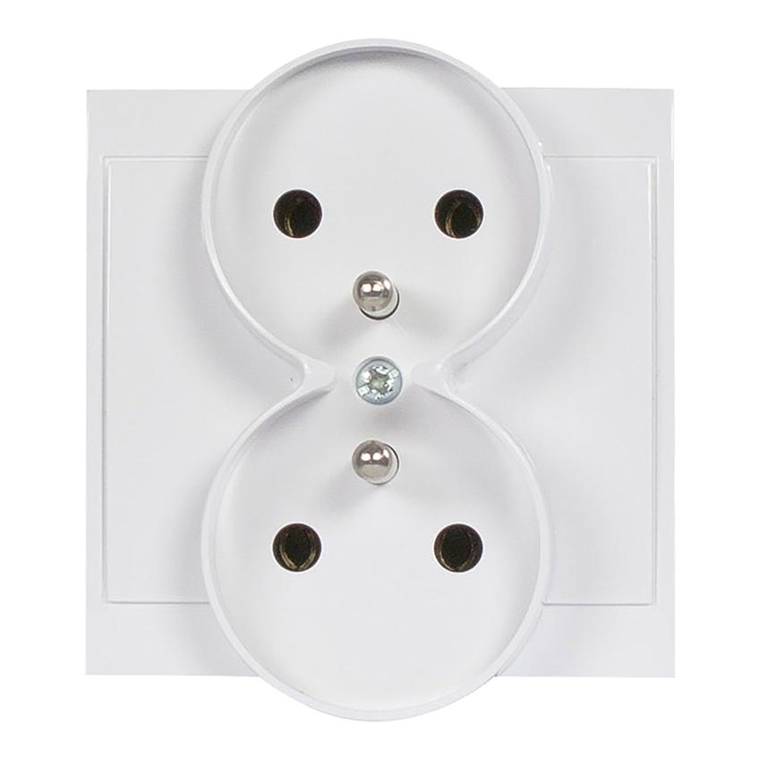 Gniazdo podwójne podtynkowe 2x2P+Z Luna, 16A, 250V, PT-6LR, biały