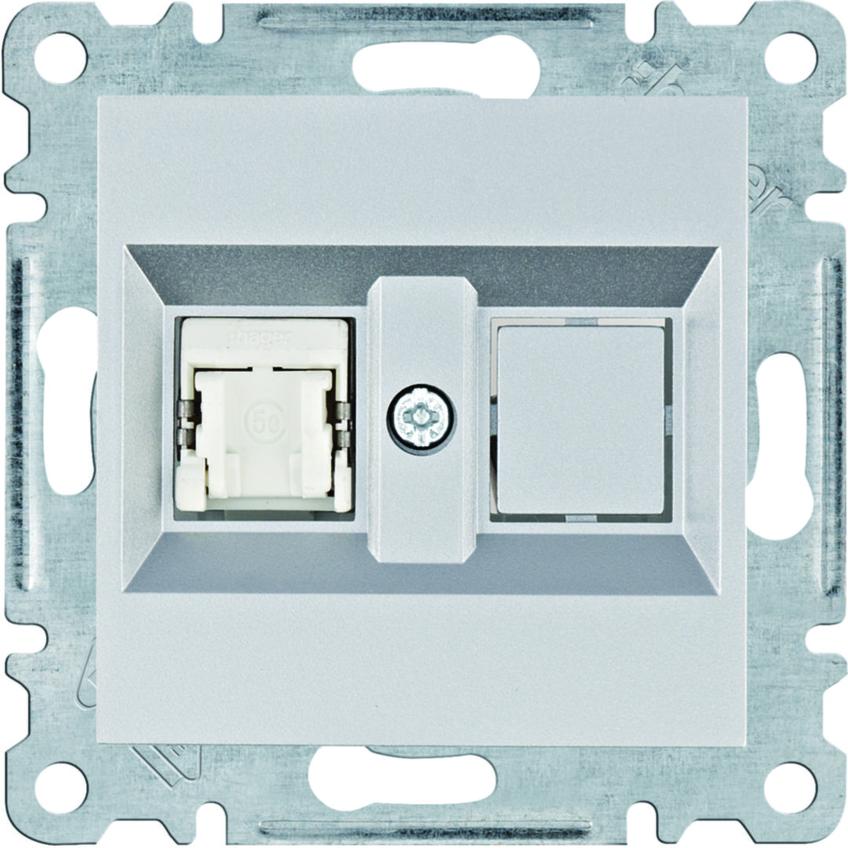 lumina Gniazdo komputerowe pojedyczne RJ45 kat.5e FTP, srebrny WL2132 HAGER