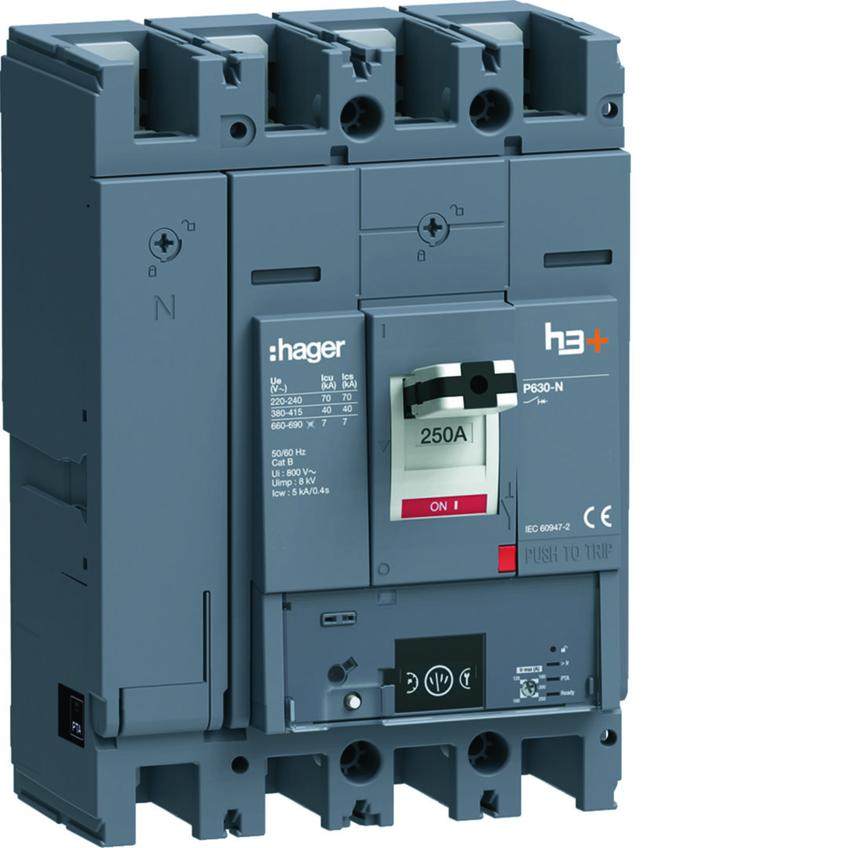 MCCB Wyłącznik mocy h3+ P630 Energy 4x250A 40kA HNW251NR HAGER