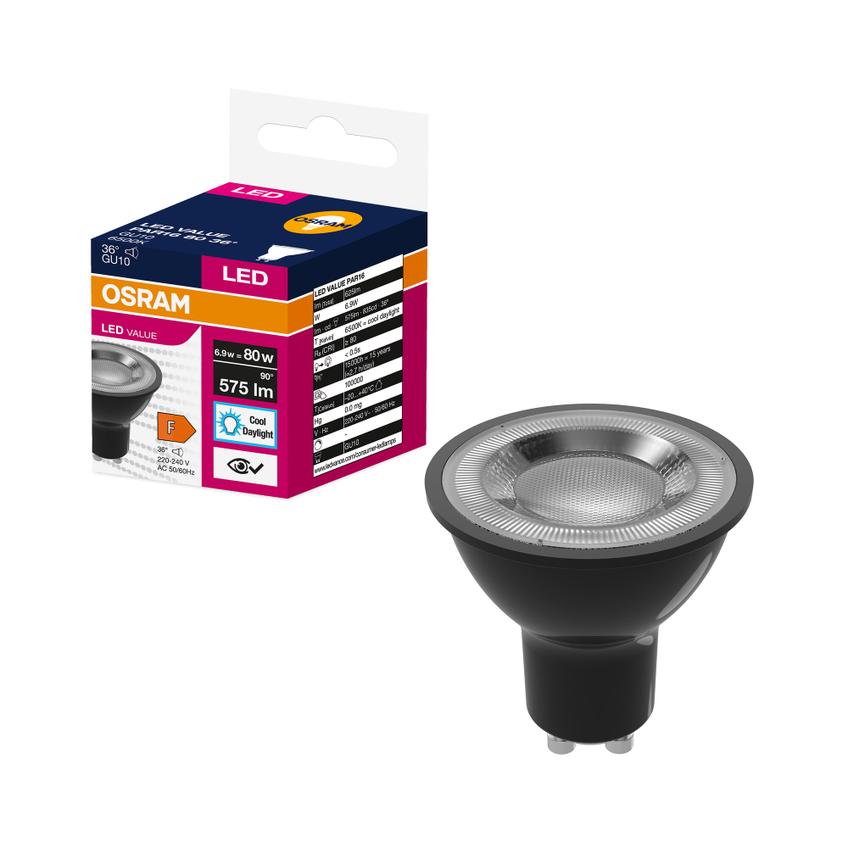 LED VALUE PAR16 80 36 6,9W 865 230V GU10 BK LEDVANCE