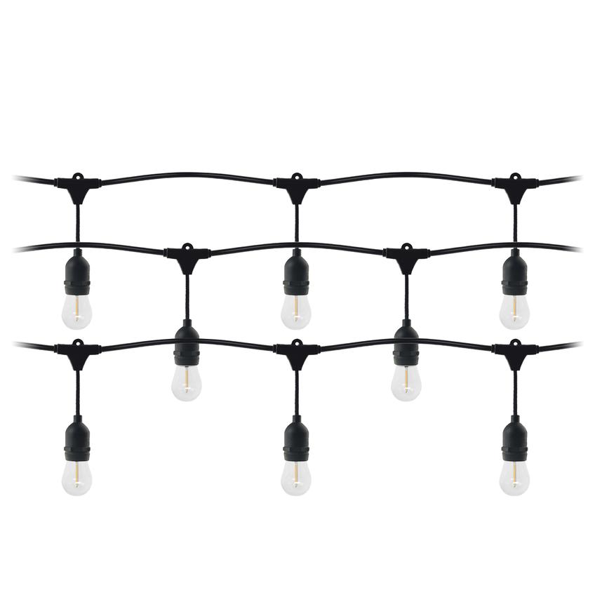 Girlanda oświetleniowa - 1 sznur 15 m (15 opraw) + 15 żarówek LED 1W E27, 3000K + 1 żarówka gratis
