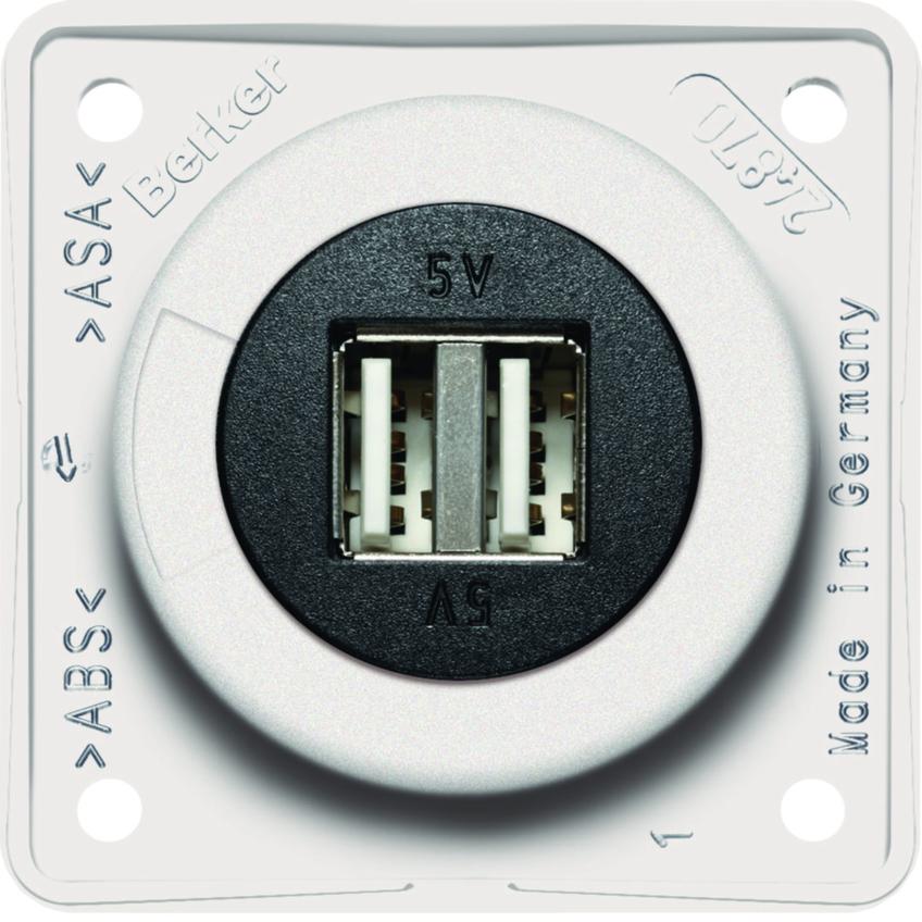 Integro Gniazdo USB ładowania podwójne, 12V, 3A; biały połysk, mechanizm czarny