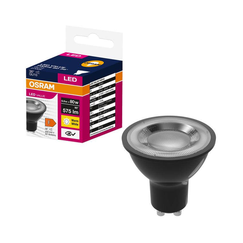 Żarówka LED GU10 VALUE PAR16 80 36 6,9W 540lm 2700K 827 230V BK czarny 4058075766518 LEDVANCE