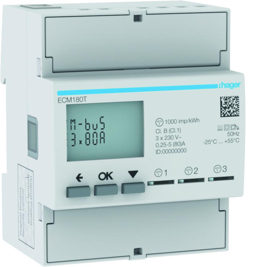 agardio.measure Licznik energii elektrycznej 1-fazowy, 3x80A 4M, M-bus