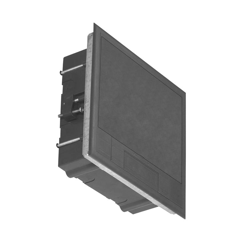Puszka podłogowa na gniazda modułowe 6 x 45x45mm lub 12 x 22,5x45mm, pokrywa: plastik, czarna