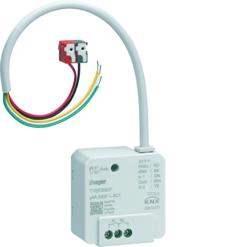 KNX e/s secure Sterownik załączający/żaluzjowy 2-/1-kr + wejście 2-kr. p/t, 6 A